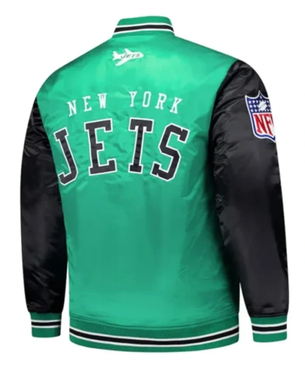 Buy Now New York Jets Kelly Team Green And Black Varsity Jacket For Unisex