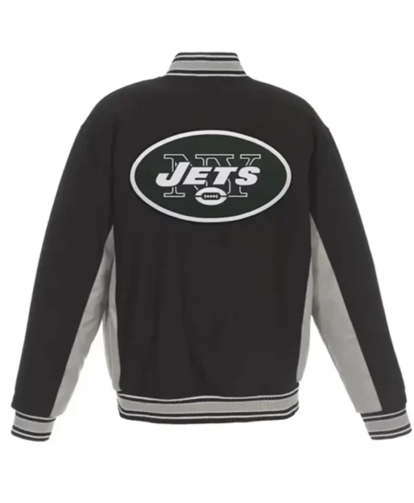 Buy Now New York Jets Varsity Jets Black And Grey Jacket For Unisex