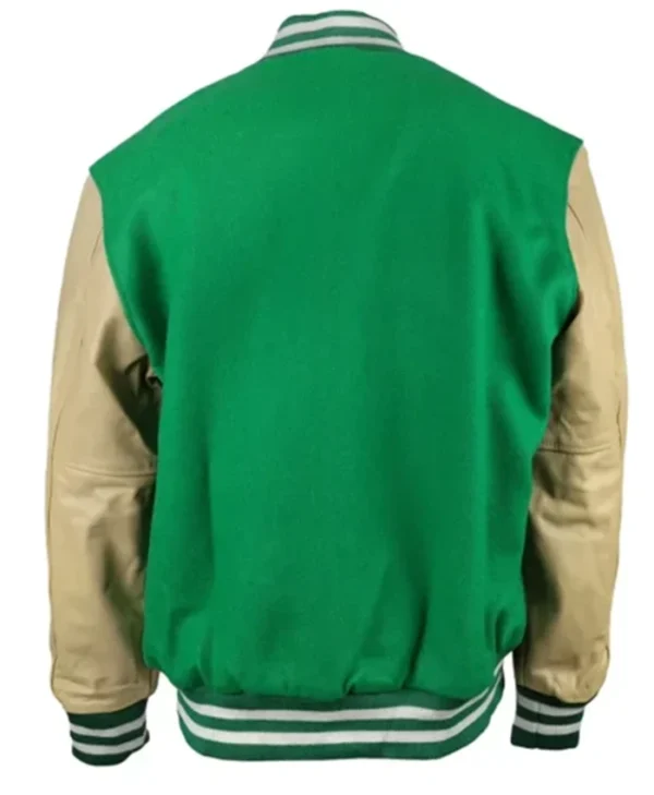 Buy Now New York Varsity Jets Green And Beige Letterman Jacket For Unisex