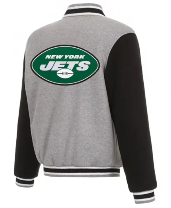Buy Now New York Varsity Jets Grey and Black Jacket For Unisex