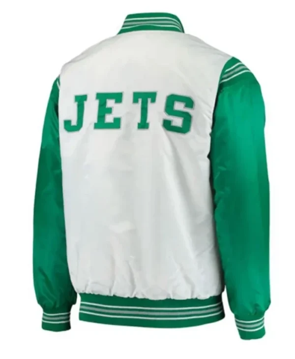 Buy Now New York Varsity Jets White And Green Starter Jacket For Unisex