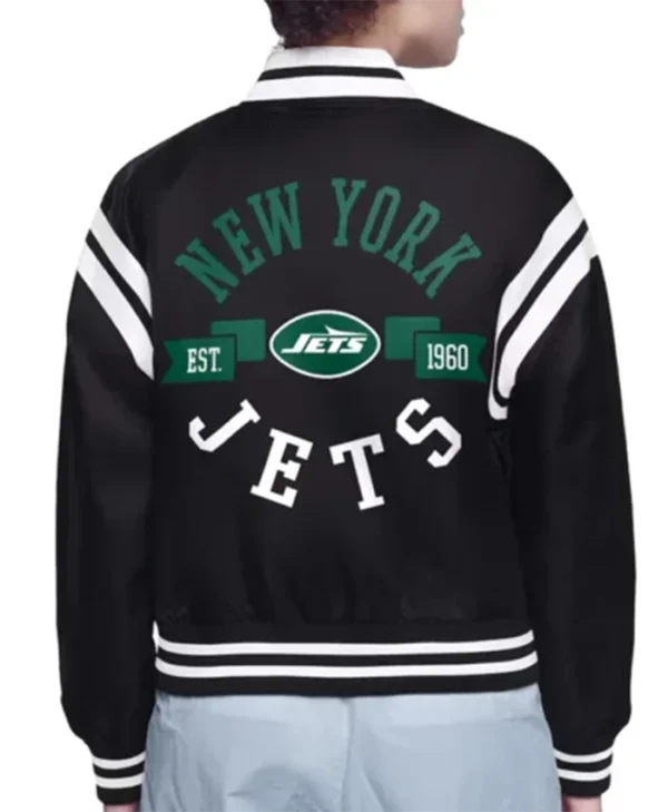Buy Now New Yorks Jets Printed Logo Black Varsity Jacket For Unisex