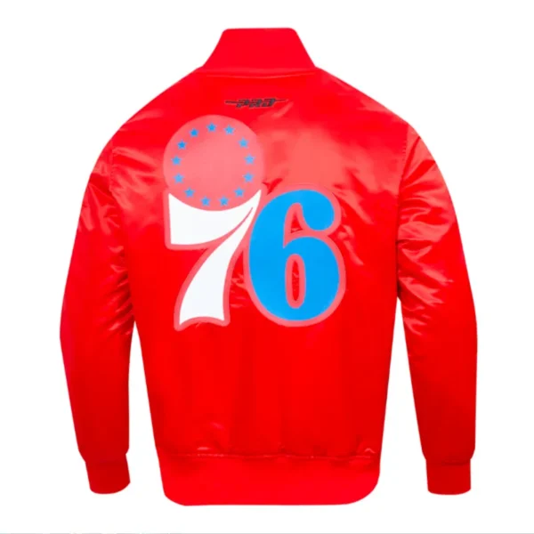 Philadelphia 76ers Classic Big Logo Satin Varsity Jacket - Image 2