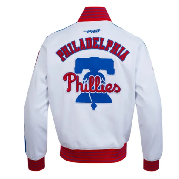 Philadelphia Phillies Current Logo Game Day White Varsity Jacket - Image 2
