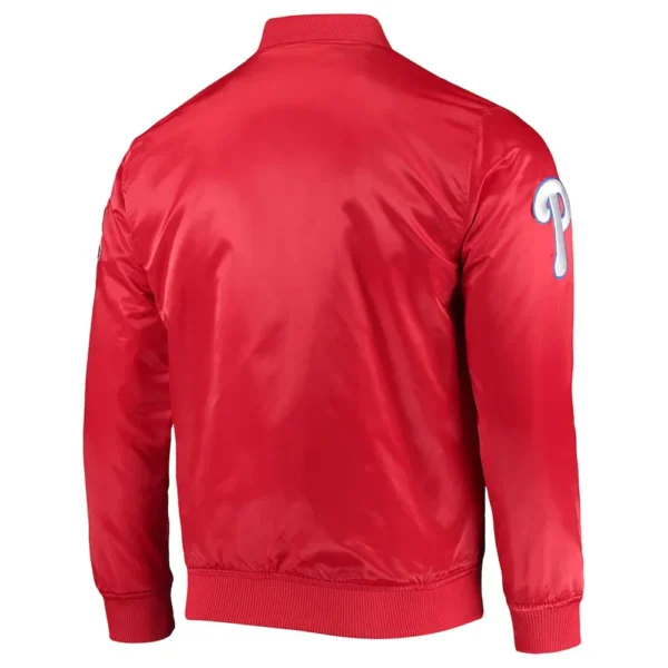 Buy Now Philadelphia Phillies Wordmark Satin Varsity Jacket For Unisex