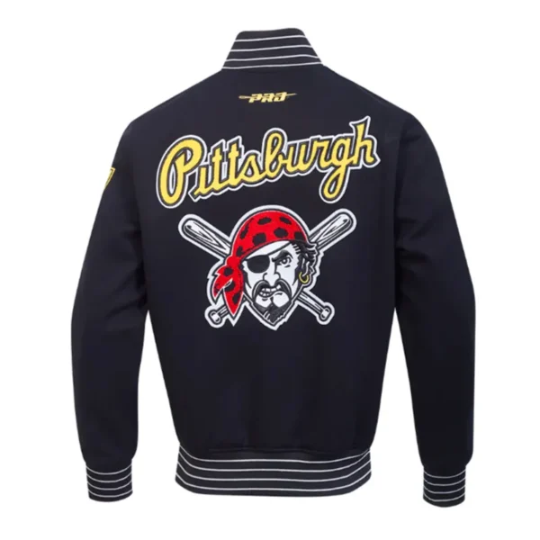 Pittsburgh Pirates Current Logo Game Day Black Varsity Jacket - Image 2