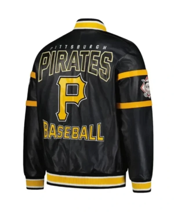 Pittsburgh Pirates Striped Black Stylish Bomber Jacket - Image 2