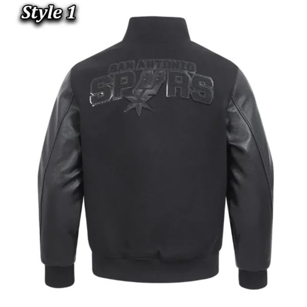 San Antonio Spurs Triple Black Wool And Leather Jacket - Image 2