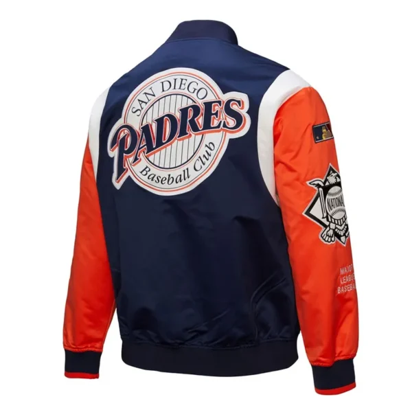 Buy Now San Diego Padres Cooperstown Team Origins Satin Varsity Jacket For Unisex