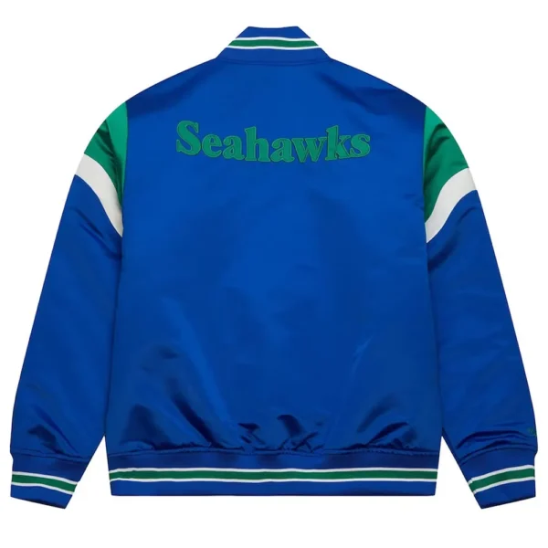Buy Now Seattle Seahawks Heavyweight Royal Satin Varsity Jacket For Unisex