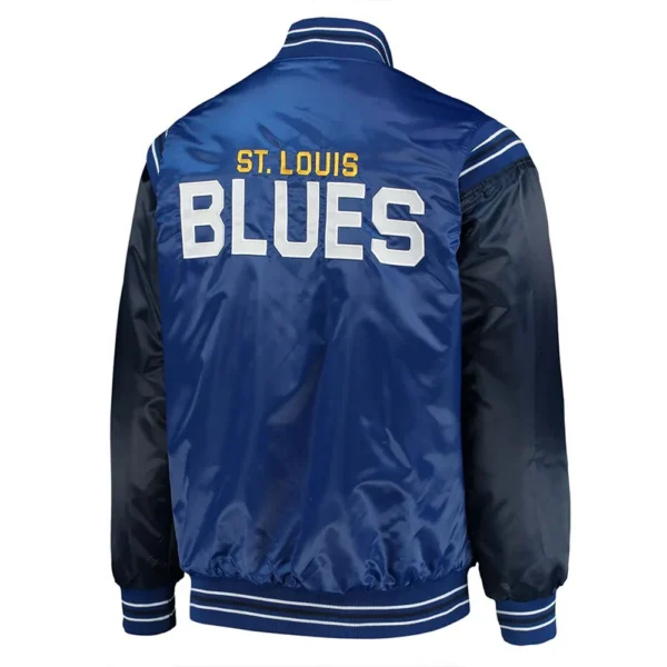St. Louis Blues Enforcer Blue-Navy Satin Jacket - Image 2