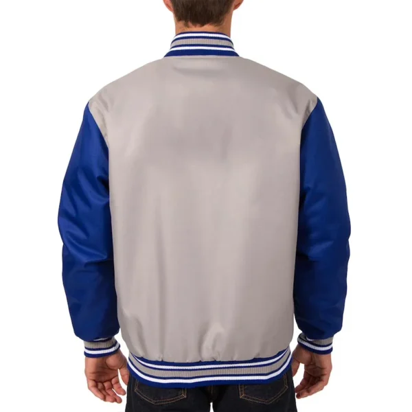 St. Louis Blues Front Hit Poly Twill Gray-Blue Varsity Jacket - Image 2