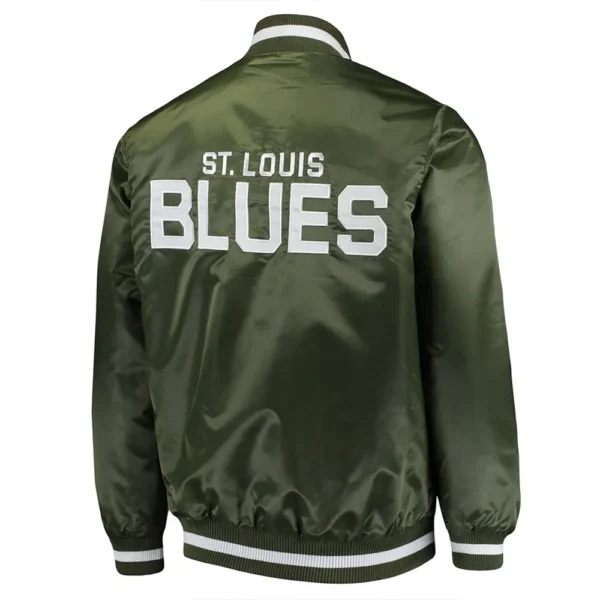 St. Louis Blues Green Satin Varsity Jacket - Image 2