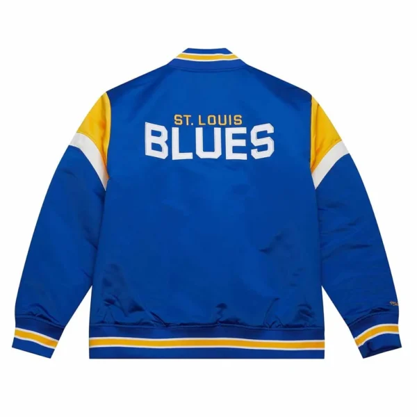 St. Louis Blues Heavyweight Royal Satin Varsity Jacket - Image 2