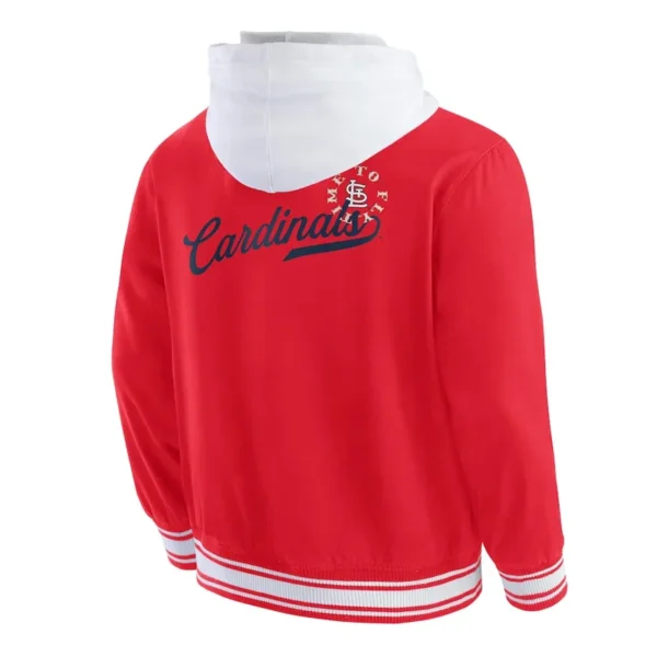 Buy Now St. Louis Cardinals Red Cotton Hooded Varsity Jacket For Unisex
