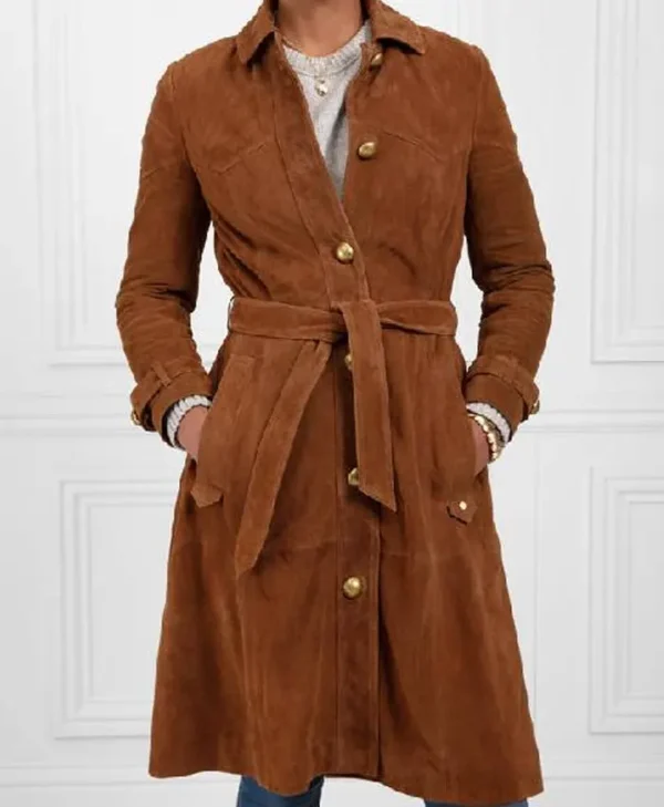 The Kelly Clarkson Show 2025 Kelly Clarkson Suede Stylish Coat - Image 2