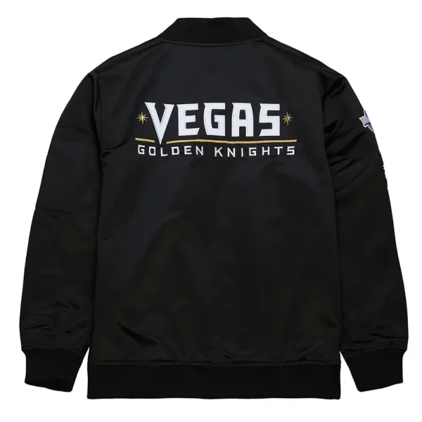 Buy Now Vegas Golden Knights Current Logo Black Satin Jacket For Unisex
