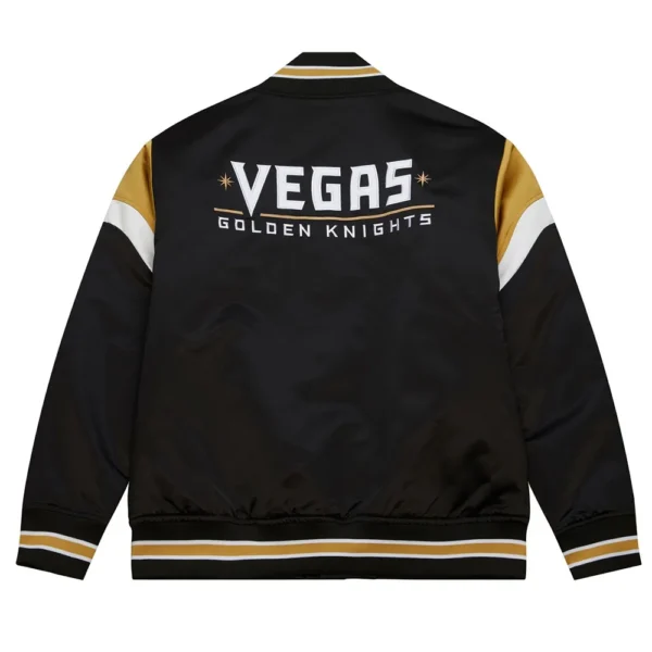 Buy Now Vegas Golden Knights Heavyweight Black Satin Varsity Jacket For Unisex