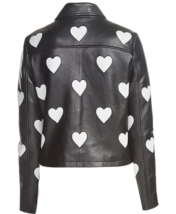 Buy Now Women’s Black Leather Heart Logo Stylish Jacket