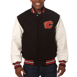 Calgary Flames Black and White Two-Tone Jacket