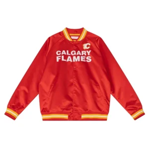 Calgary Flames Red Lightweight Satin Varsity Jacket
