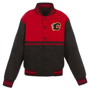 Calgary Flames Youth Black and Red Varsity Jacket