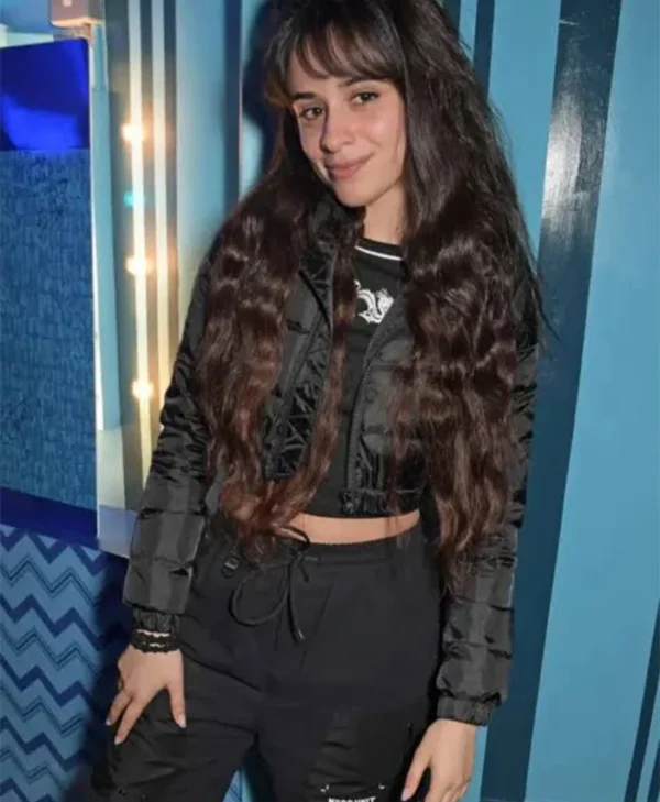 Camila Cabello Cinderella Black Cropped Puffer Stylish Jacket