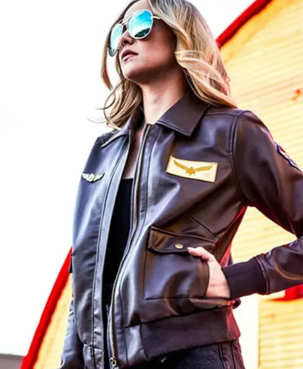 Carol Captain Marvel Brown Bomber Jacket