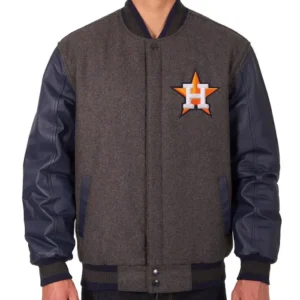 Charcoal And Navy Houston Astros Full-Snap Varsity Jacket