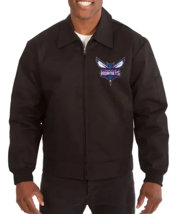 Charlotte Hornets Workwear Black Stylish Bomber Jacket