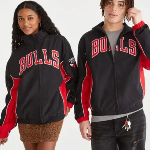 Chicago Bulls Black and Red Full-Zip Jacket