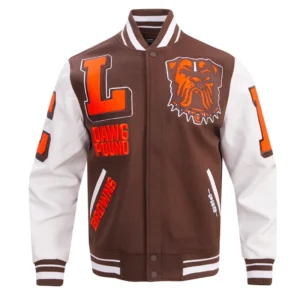 Cleveland Browns Mashup Rib Varsity Leather Jacket