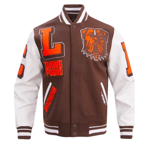 Cleveland Browns Mashup Rib Varsity Leather Jacket