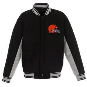 Cleveland Browns Varsity Black and Gray Jacket