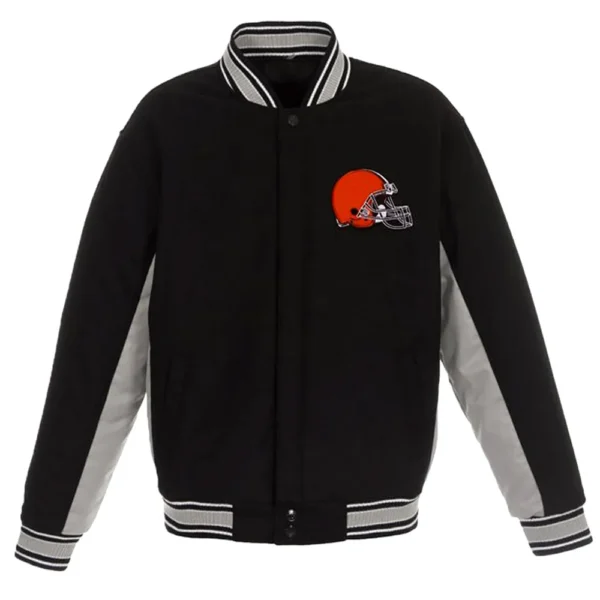 Cleveland Browns Varsity Black and Gray Jacket