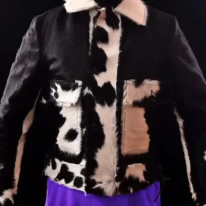 Cowhide Black And White Fur Leather Jacket