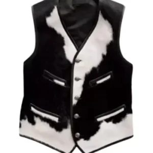 Cowhide Black And White Fur Leather Vest