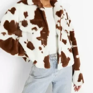 Cowhide Brown And White Fur Leather Jacket