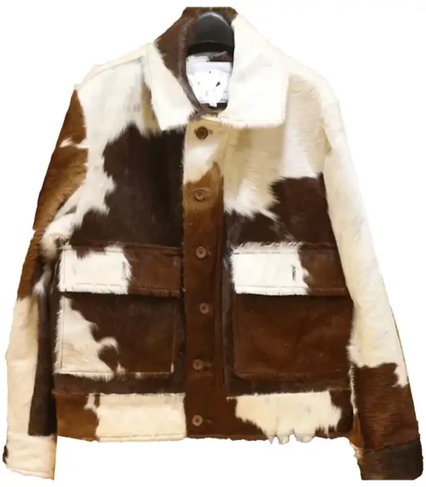 Cowhide Brown And White Fur Skin Leather Jacket