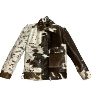 Cowhide Brown And White Leather Fur Jacket