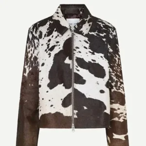 Cowhide Classic Brown And White Leather Fur Jacket