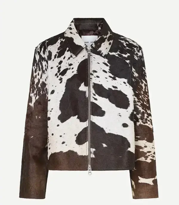Cowhide Classic Brown And White Leather Fur Jacket
