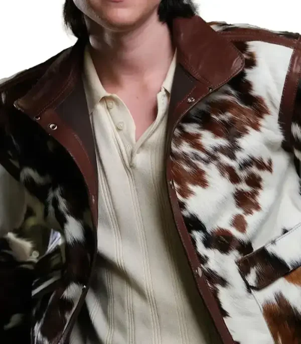 Cowhide Colorblock Fur Leather Jacket