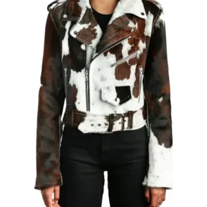Cowhide Colorblock Fur Skin Jacket