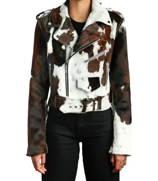 Cowhide Colorblock Fur Skin Jacket
