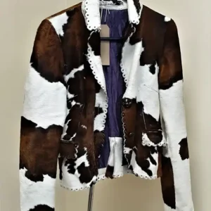 Cowhide Fancy Leather Fur Jacket