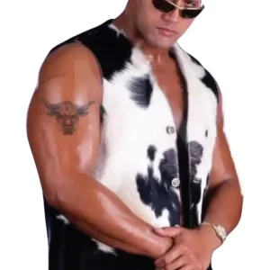 Cowhide From 90s The Rock On Raw Fur Leather Vest