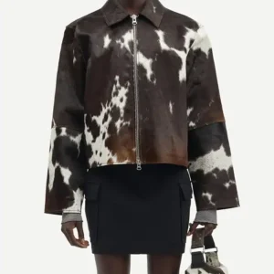 Cowhide Fur Multicolor Printed Jacket