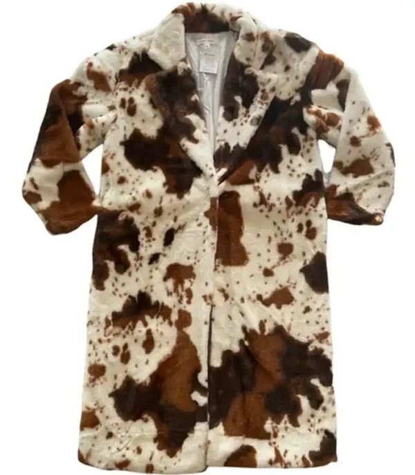 Cowhide Fuzzy Colorblock Stylish Fur Jacket