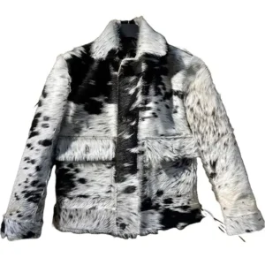 Cowhide Grey And Black Stylish Leather Jacket